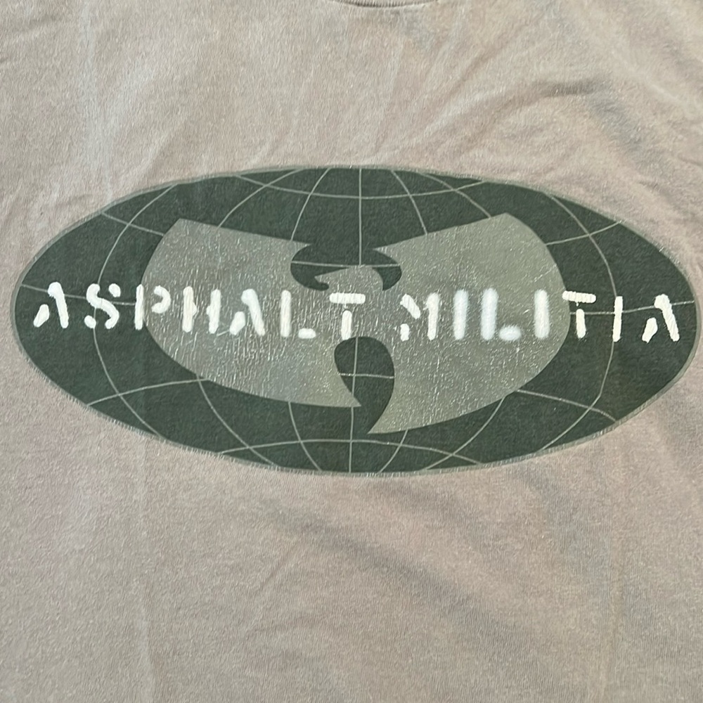 WUWEAR Asphalt Militia t-shirt, XL, tan and olive green, Vintage WU-TANG!!!